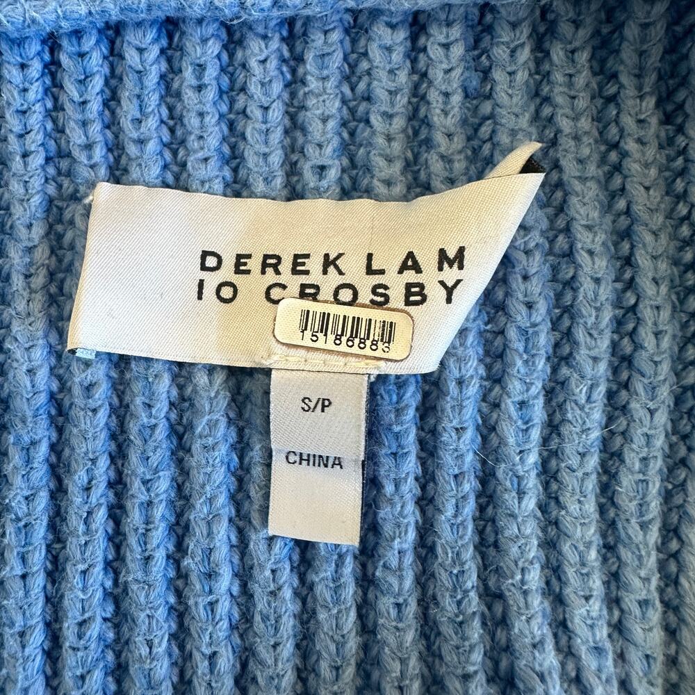 Derek Lam Blue Cropped Cardigan SMALL Cotton Sweater Twisted Sleeve Chunky $450 - Picture 11 of 12